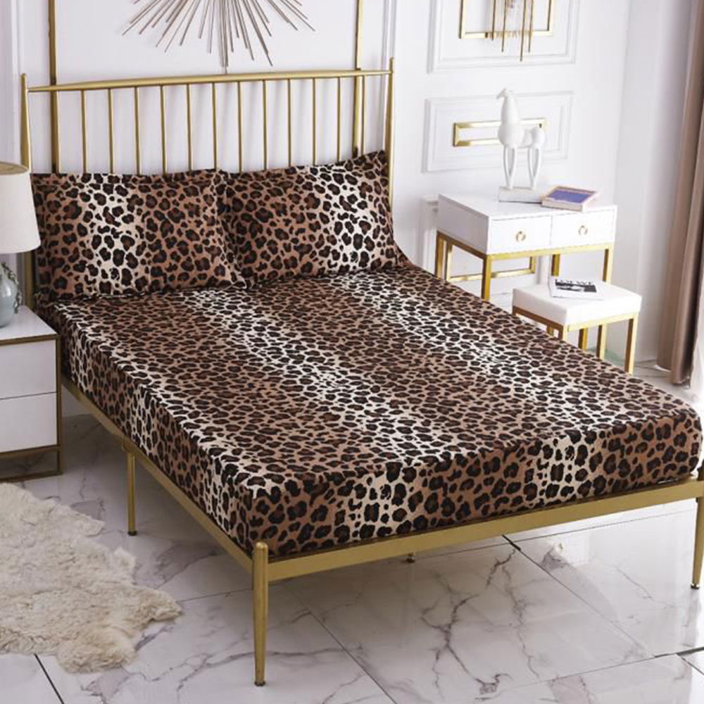 Cearceaf din Finet cu Elastic - 180x200 + 2 Fete Perna, Animal Print Modern - CEF0294