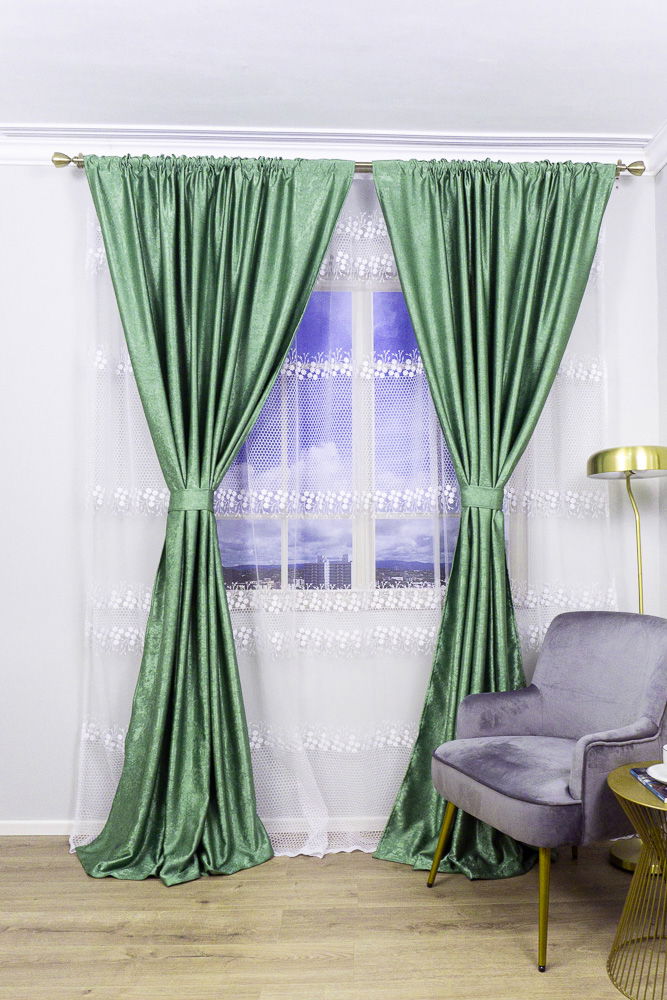 Set 2 Draperii Verde Striat 145x245cm cu Rejansa -DRPS001_145x245_ATL Set 2 Draperii Verde Striat 145x245cm cu Rejansa -DRPS001_145x245_ATL