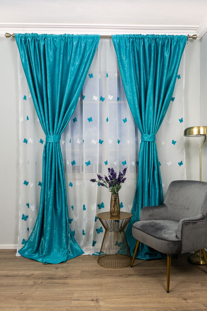 Set 2 Draperii Blackout Turcoaz Deschis Soft 100X245Cm Cu Rejansa Botd021A_100X245_Atl
