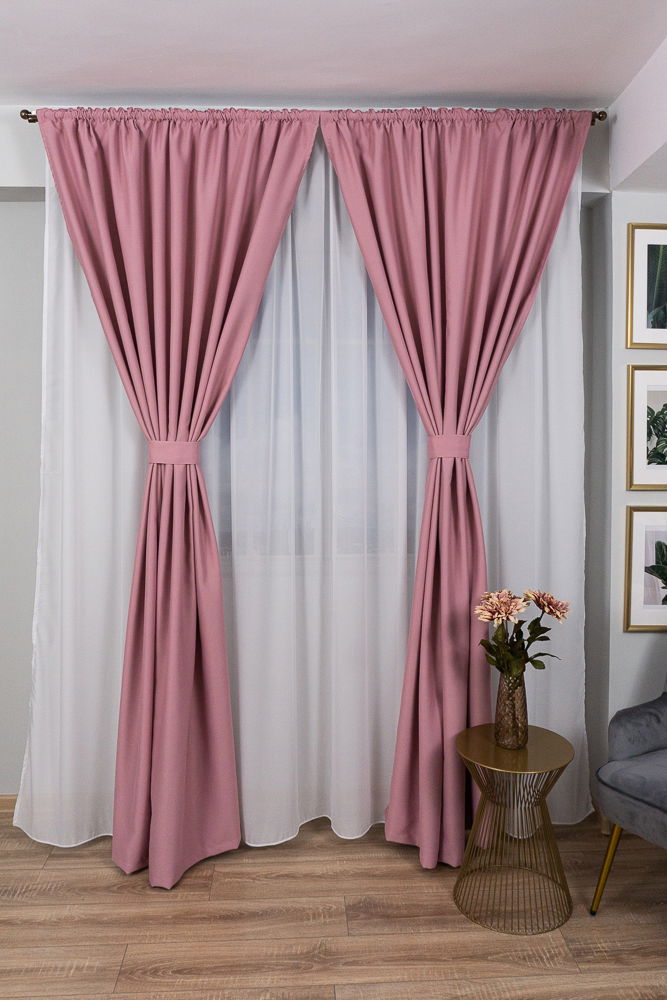 Set 2 Draperii Blackout Roz Drajeu 100X245Cm Cu Rejansa Botd049_100X245_Atl