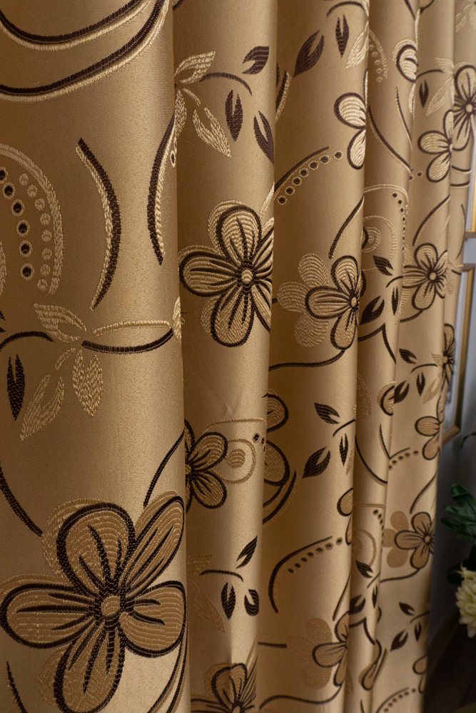 Draperie Auriu Soft cu Imprimeu Floral – BOTD055_PLC auriu imagine noua