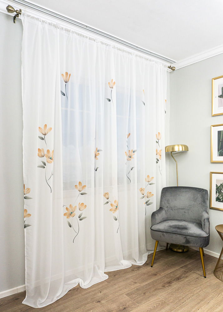 Perdea Ramura Flori Portocalii Din Matase 250X245Cm Cu Rejansa Perd056_250X245_Atl_Emg